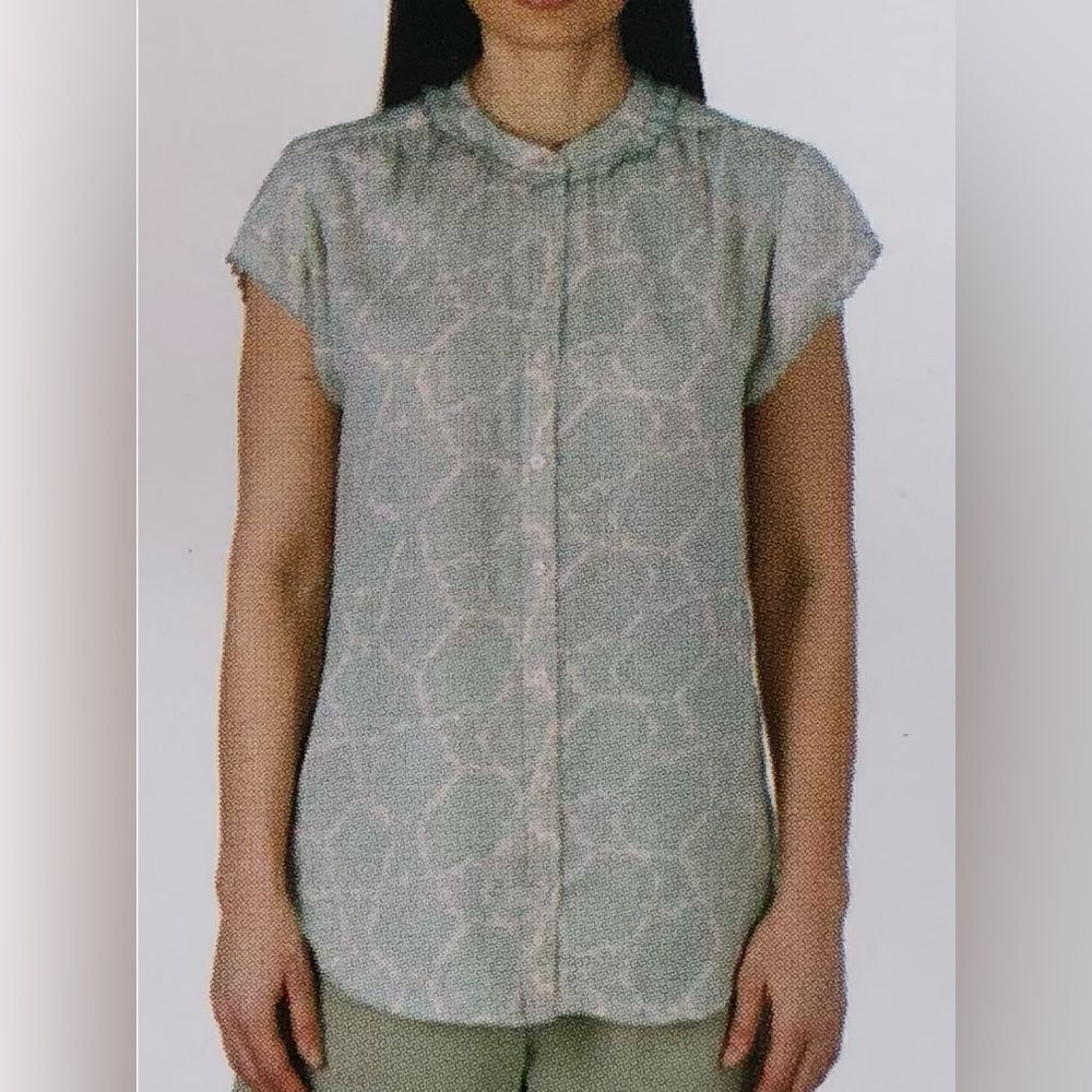 Joie Women’s NWT Green Paisley Stamp hort Sleeve Scallop Edge Top Size XXL